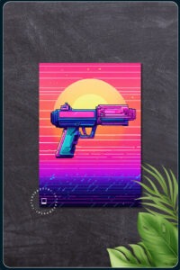 Pixelated Game Gun Poster