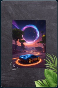 Glowing Space With Car poster