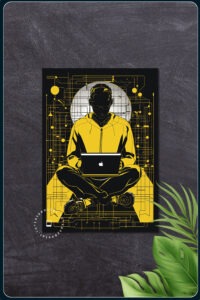 A Person Exploring Technology, Black and Yellow Poster